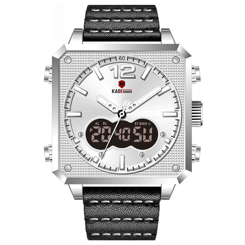 Kademan K9038 Étanche Multifonction Hommes Montre-bracelet Style Décontracté Double Affichage Montre À Quartz