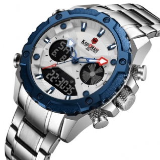 Kademan K9049 Hommes Mode Acier Inoxydable Réveil Affichage Lumineux Montre Étanche Double Affichage Montre Numérique