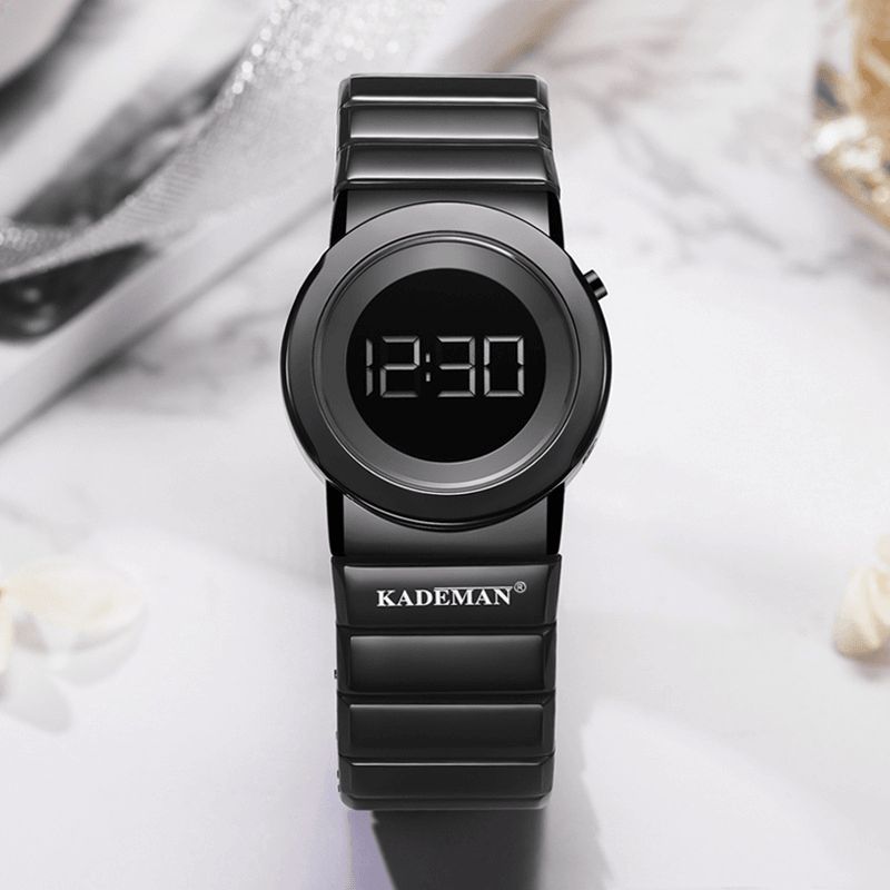 Kademan K9052 Montre Femme Décontractée 3atm Bracelet En Acier Inoxydable Étanche Led Montre Numérique