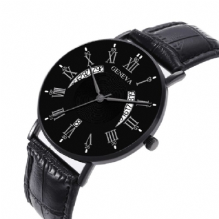 Khorasan Creative Casual Aile Creuse Conception Pu Cuir Bande Hommes Montre À Quartz Bracelet