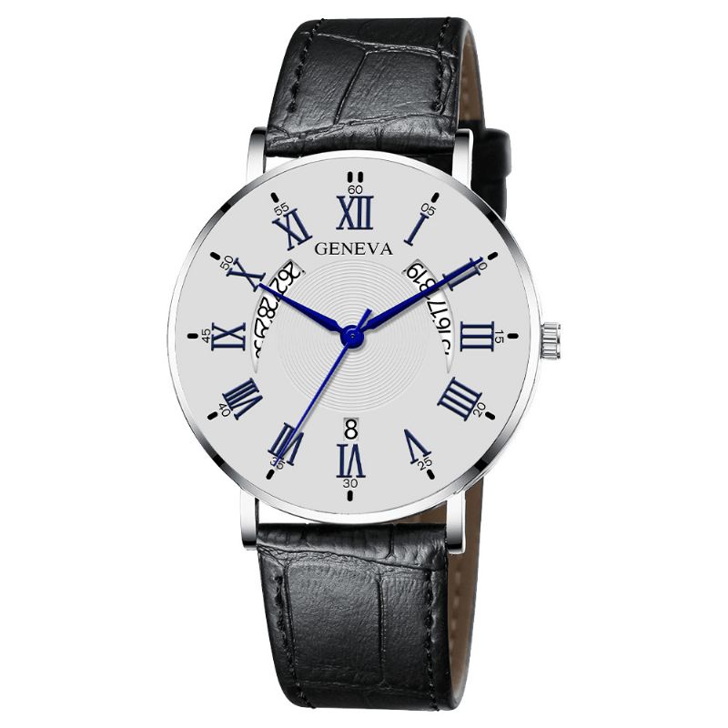 Khorasan Creative Casual Aile Creuse Conception Pu Cuir Bande Hommes Montre À Quartz Bracelet