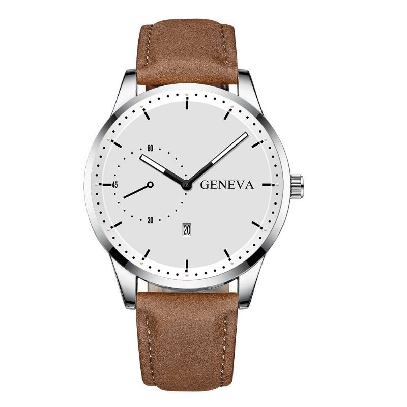 Khorasan Mode Casual Avec Cadran De Calendrier Bracelet En Cuir Pu Pour Homme Bracelet De Montre À Quartz