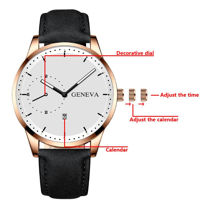 Khorasan Mode Casual Avec Cadran De Calendrier Bracelet En Cuir Pu Pour Homme Bracelet De Montre À Quartz