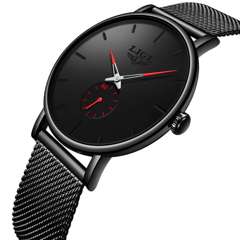 Lg9915 Mode Décontractée Bracelet En Acier Inoxydable Ultra-mince Montre À Quartz Étanche Pour Hommes