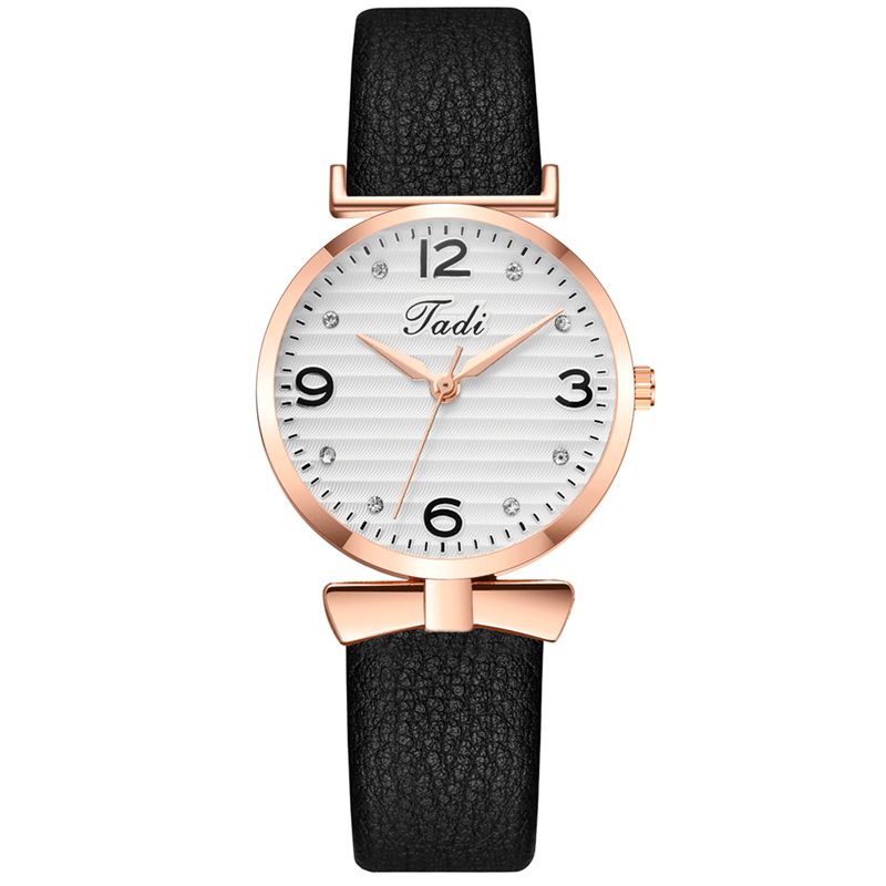 Loisirs Sport Femmes Montres Élégantes Bracelet En Cuir Chiffres Arabes Grand Cadran À Trois Aiguilles Montre À Quartz