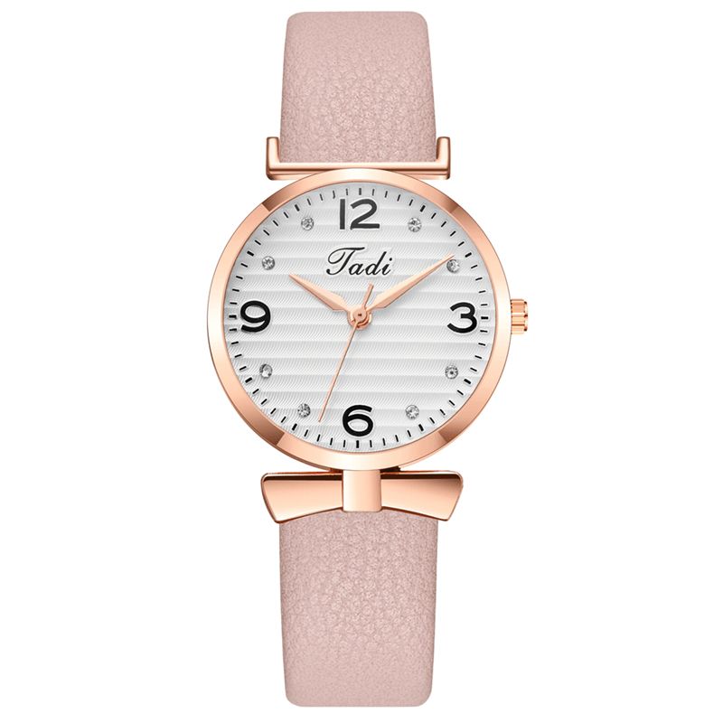 Loisirs Sport Femmes Montres Élégantes Bracelet En Cuir Chiffres Arabes Grand Cadran À Trois Aiguilles Montre À Quartz