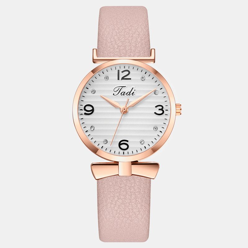 Loisirs Sport Femmes Montres Élégantes Bracelet En Cuir Chiffres Arabes Grand Cadran À Trois Aiguilles Montre À Quartz