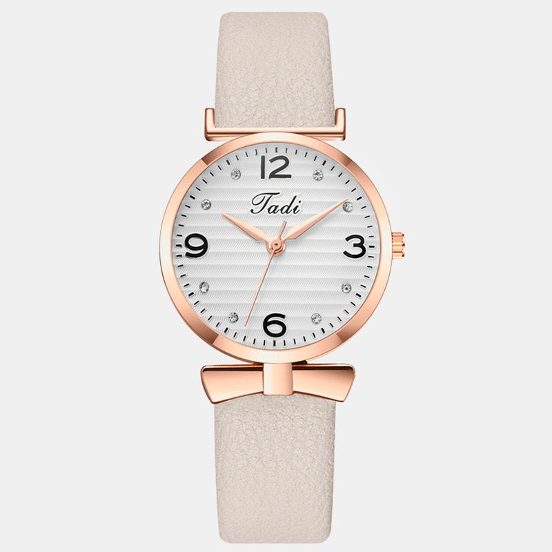 Loisirs Sport Femmes Montres Élégantes Bracelet En Cuir Chiffres Arabes Grand Cadran À Trois Aiguilles Montre À Quartz