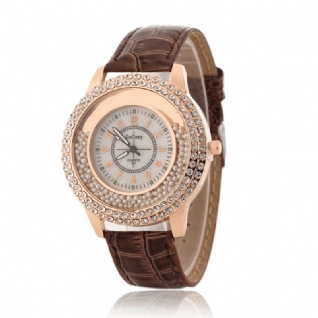 Mesdames De La Mode Robe Bracelet En Cuir Coloré Cristal Femmes Montre À Quartz