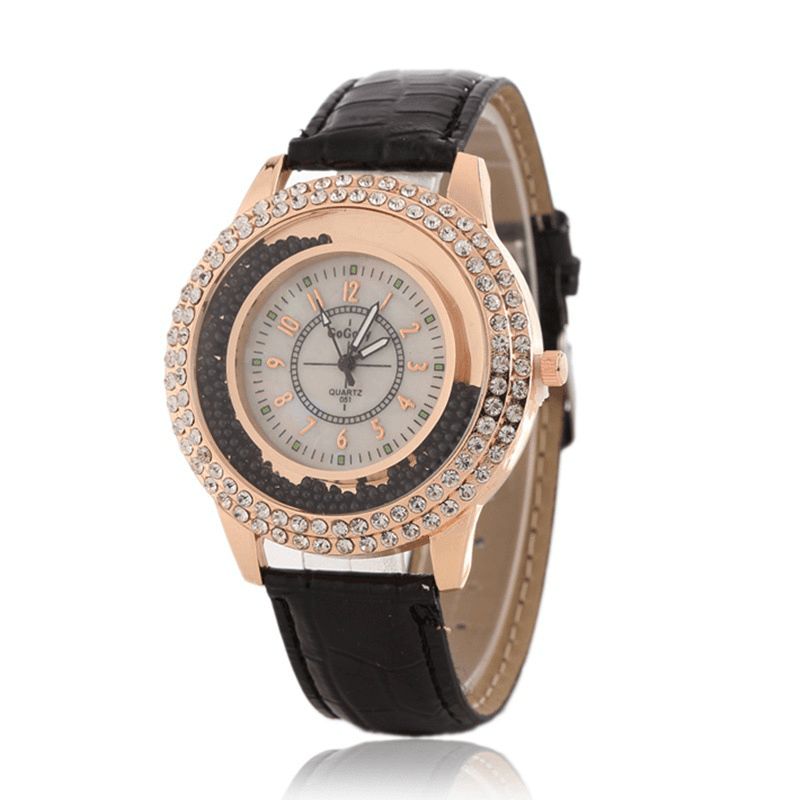 Mesdames De La Mode Robe Bracelet En Cuir Coloré Cristal Femmes Montre À Quartz