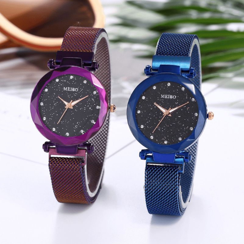 Mesdames Robe Étoile Bande Magnétique Mode Luxe Cristal Cadran Femmes Montre À Quartz