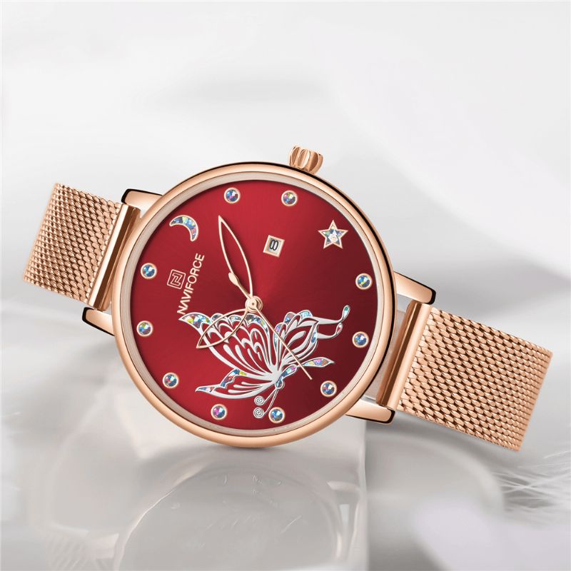 Mesh Steel Band Montre-bracelet Pour Femme 3atm Montre À Quartz Étanche