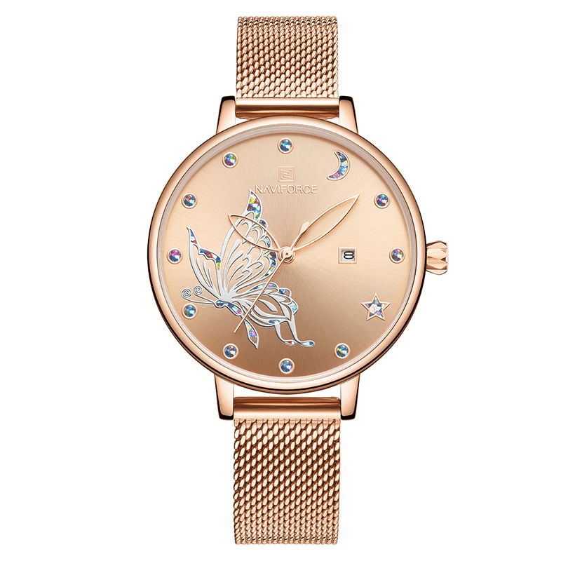 Mesh Steel Band Montre-bracelet Pour Femme 3atm Montre À Quartz Étanche