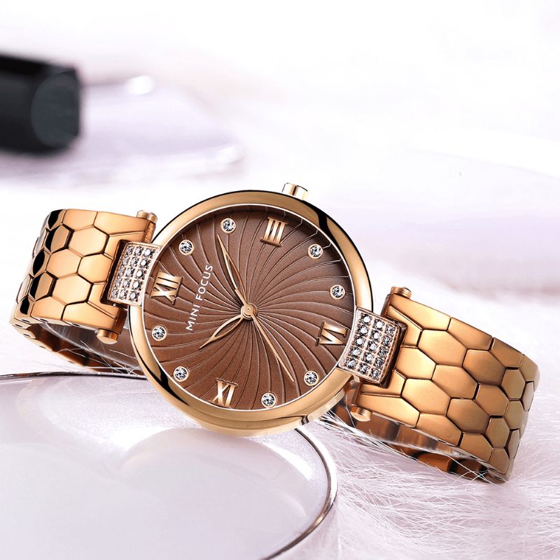 Mf0186l Montre-bracelet Analogique De Luxe Pour Femmes En Acier Inoxydable Montre À Quartz De Mode