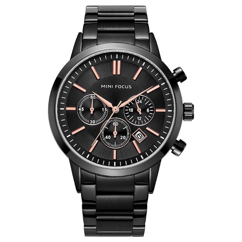 Mf0188g Business Style Calendrier Acier Inoxydable Hommes Montre-bracelet Montre À Quartz