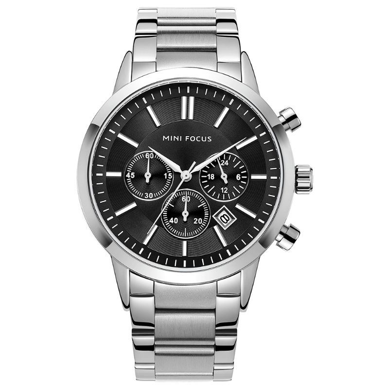 Mf0188g Business Style Calendrier Acier Inoxydable Hommes Montre-bracelet Montre À Quartz