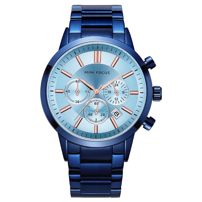 Mf0188g Business Style Calendrier Acier Inoxydable Hommes Montre-bracelet Montre À Quartz