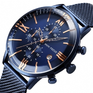 Mf0236g Business Chronographe Calendrier Maille Acier Montre À Quartz Hommes Montre-bracelet