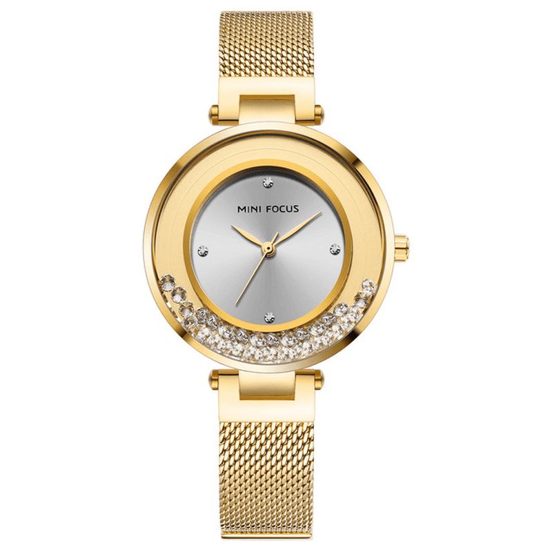 Mf0254l Bracelet En Maille Ultra Fine Cristal Montre Femme Élégante Montre À Quartz