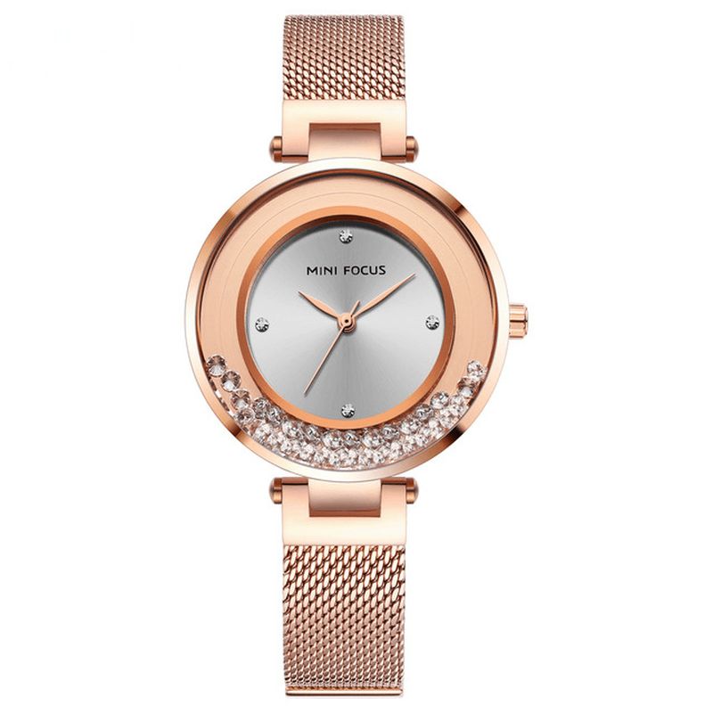 Mf0254l Bracelet En Maille Ultra Fine Cristal Montre Femme Élégante Montre À Quartz