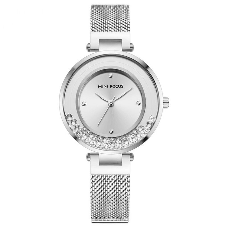 Mf0254l Bracelet En Maille Ultra Fine Cristal Montre Femme Élégante Montre À Quartz