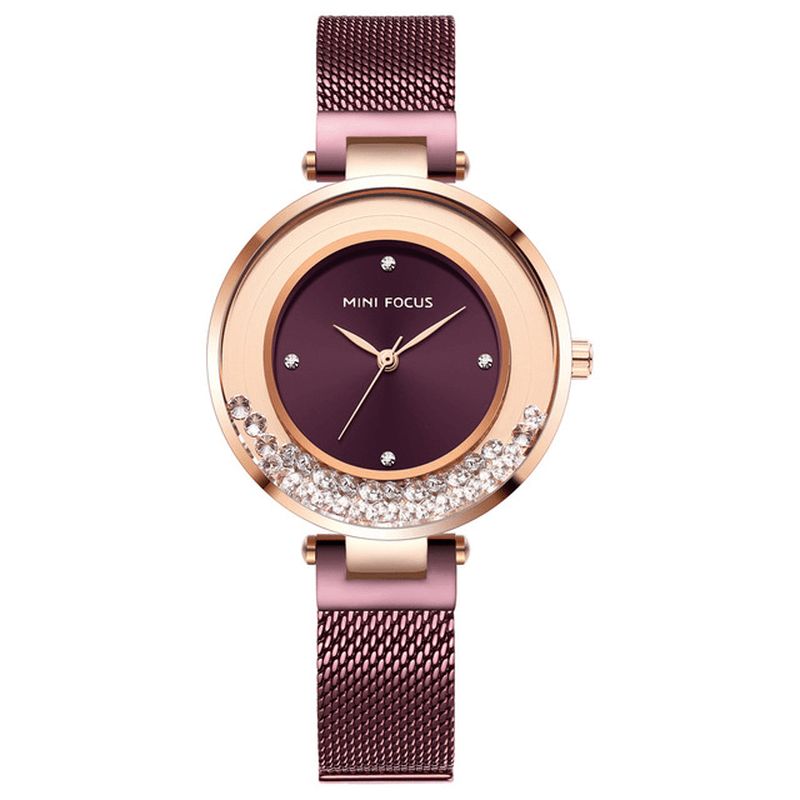 Mf0254l Bracelet En Maille Ultra Fine Cristal Montre Femme Élégante Montre À Quartz