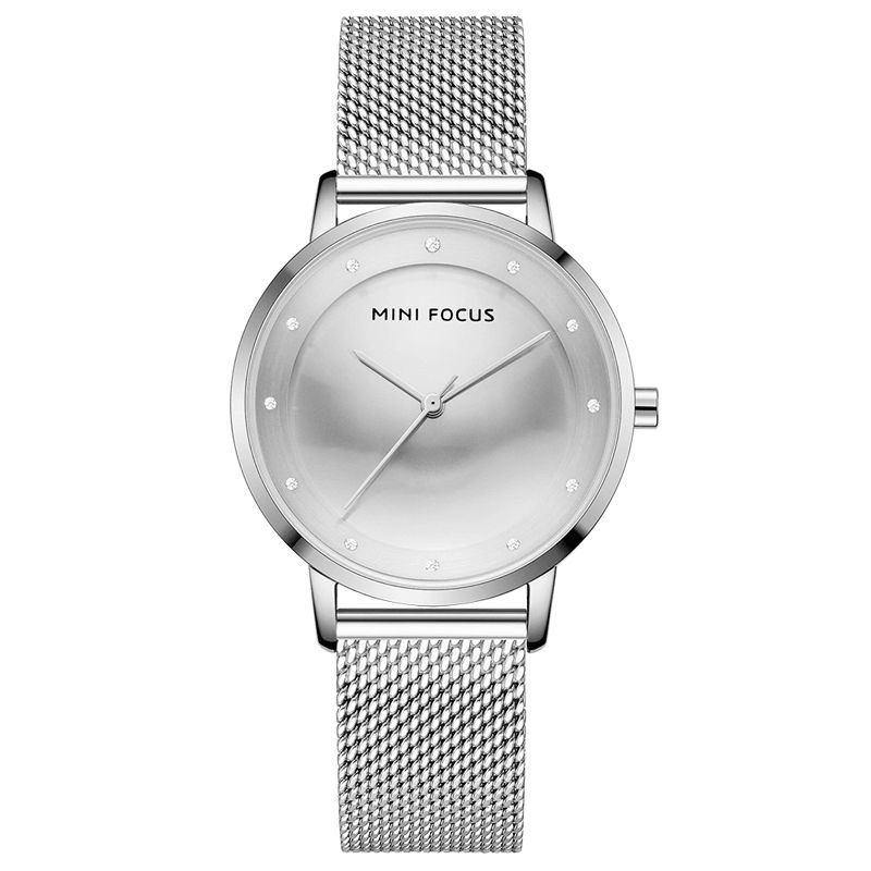 Mf0332l Mode Femmes Montre Diamant Cadran Étanche En Acier Inoxydable Maille Ceinture Sangle Simple Dame Montre À Quartz