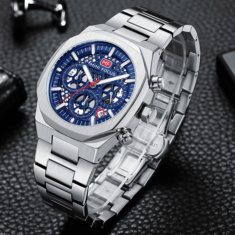 Mf0411g Nouvelle Mode Hommes Montres De Luxe Calendrier Chronomètre Timing Veilleuse En Acier Inoxydable 3atm Étanche Sport Montre À Quartz