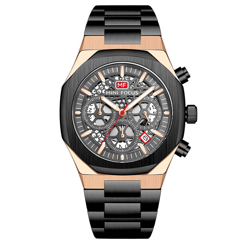 Mf0411g Nouvelle Mode Hommes Montres De Luxe Calendrier Chronomètre Timing Veilleuse En Acier Inoxydable 3atm Étanche Sport Montre À Quartz