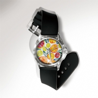 Miss White Casual Aquarelle Feuille Oiseau Fruit Motif Cadran Pvc Bande Unisexe Montre À Quartz Montre-bracelet