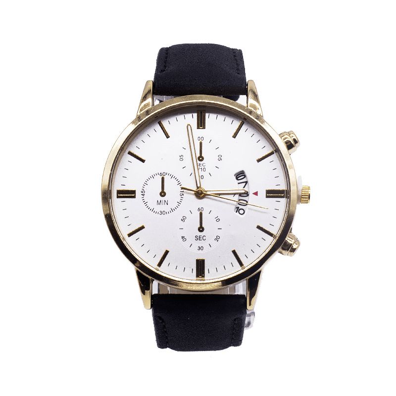 Mode Affaires Hommes Montre Bracelet Ensemble 2 Pièces Calendrier Horloge Boîtier En Alliage Cuir Bande Mâle Montre À Quartz