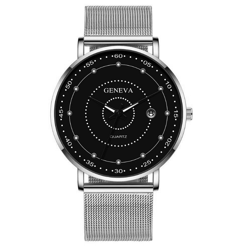 Mode Alliage Hommes Montre D'affaires Décoré Montre À Quartz Lumineux Pointeur