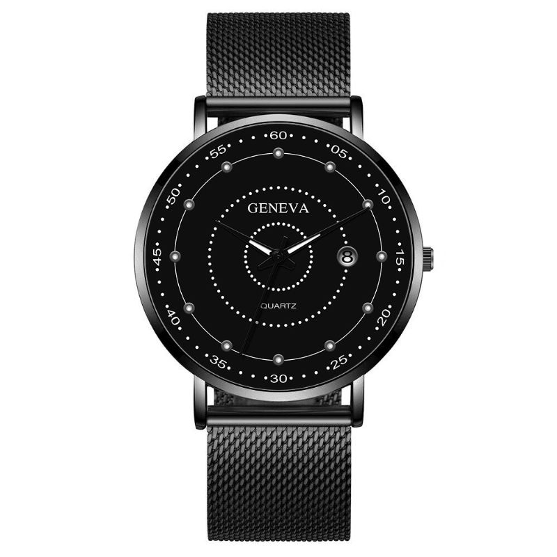 Mode Alliage Hommes Montre D'affaires Décoré Montre À Quartz Lumineux Pointeur