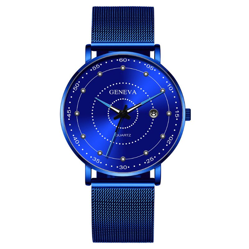 Mode Alliage Hommes Montre D'affaires Décoré Montre À Quartz Lumineux Pointeur