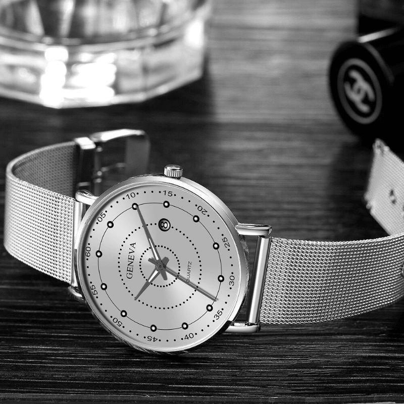 Mode Alliage Hommes Montre D'affaires Décoré Montre À Quartz Lumineux Pointeur