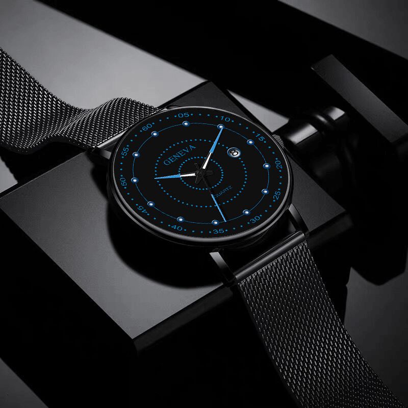 Mode Alliage Hommes Montre D'affaires Décoré Montre À Quartz Lumineux Pointeur