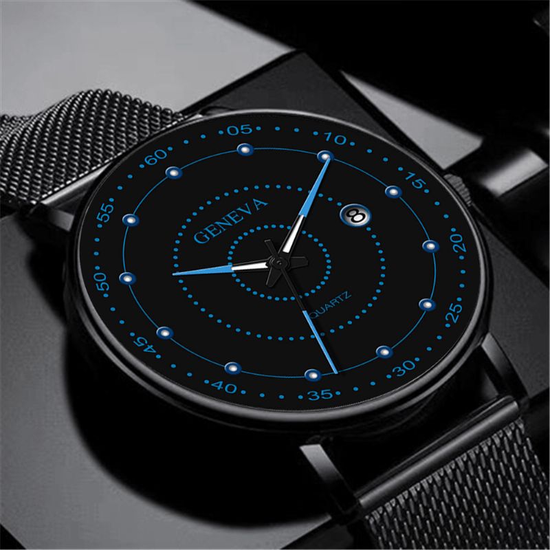 Mode Alliage Hommes Montre D'affaires Décoré Montre À Quartz Lumineux Pointeur