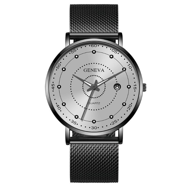 Mode Alliage Hommes Montre D'affaires Décoré Montre À Quartz Lumineux Pointeur