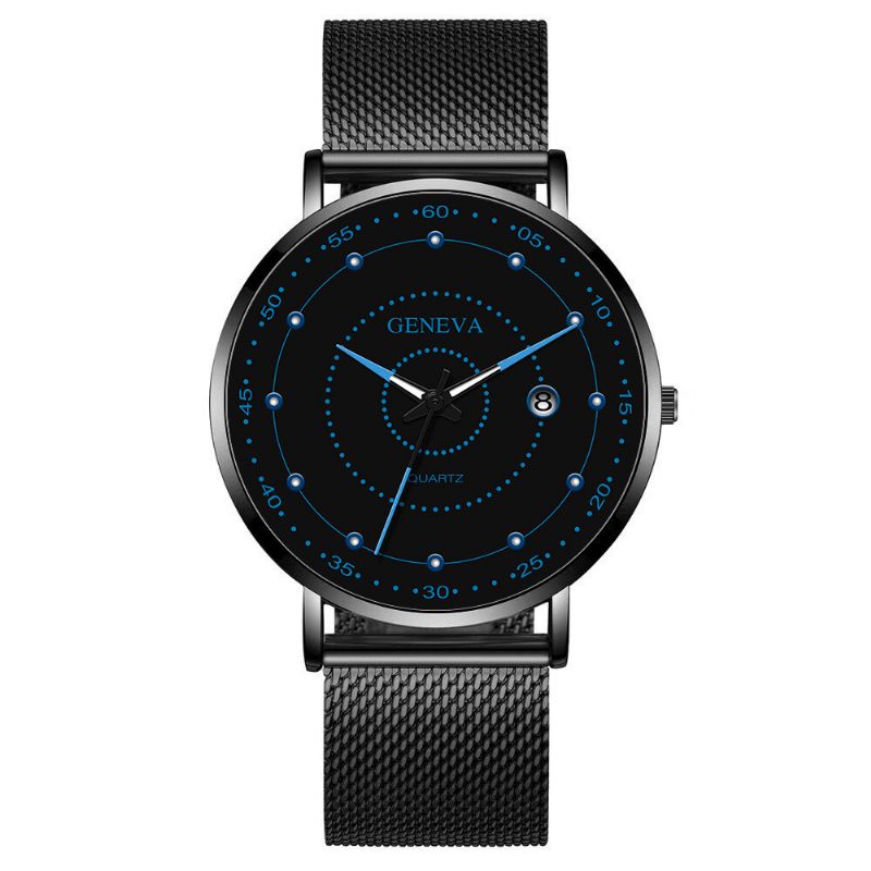 Mode Alliage Hommes Montre D'affaires Décoré Montre À Quartz Lumineux Pointeur