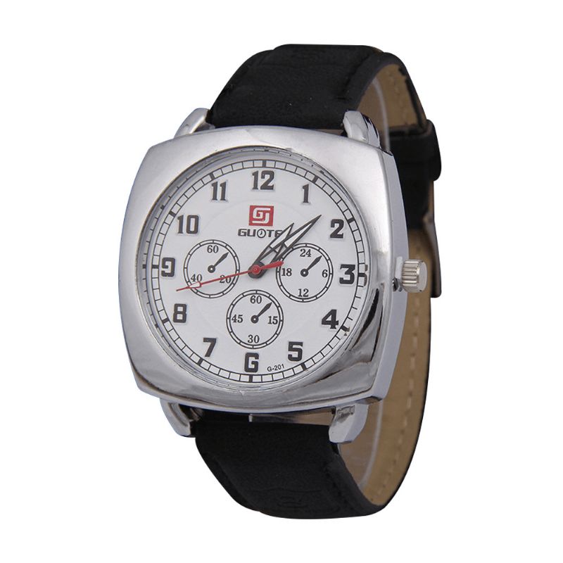 Mode Alliage Pu Cuir Strape Sports Carré Montre Tête Militaire Montre Ceinture Montre À Quartz