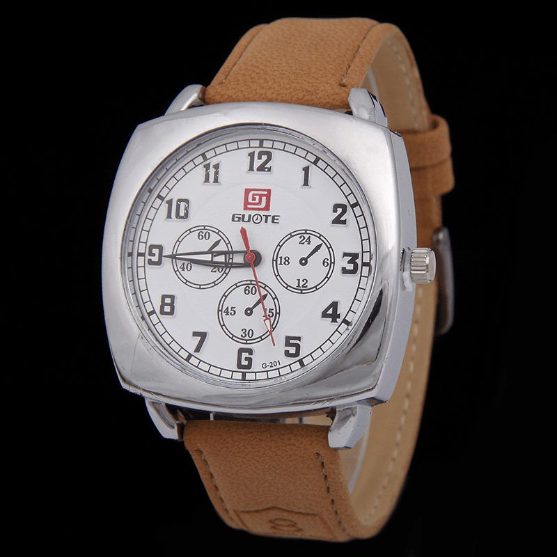 Mode Alliage Pu Cuir Strape Sports Carré Montre Tête Militaire Montre Ceinture Montre À Quartz