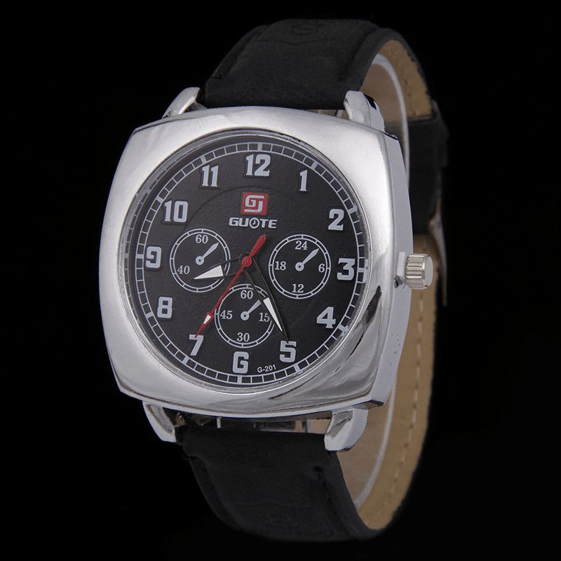 Mode Alliage Pu Cuir Strape Sports Carré Montre Tête Militaire Montre Ceinture Montre À Quartz