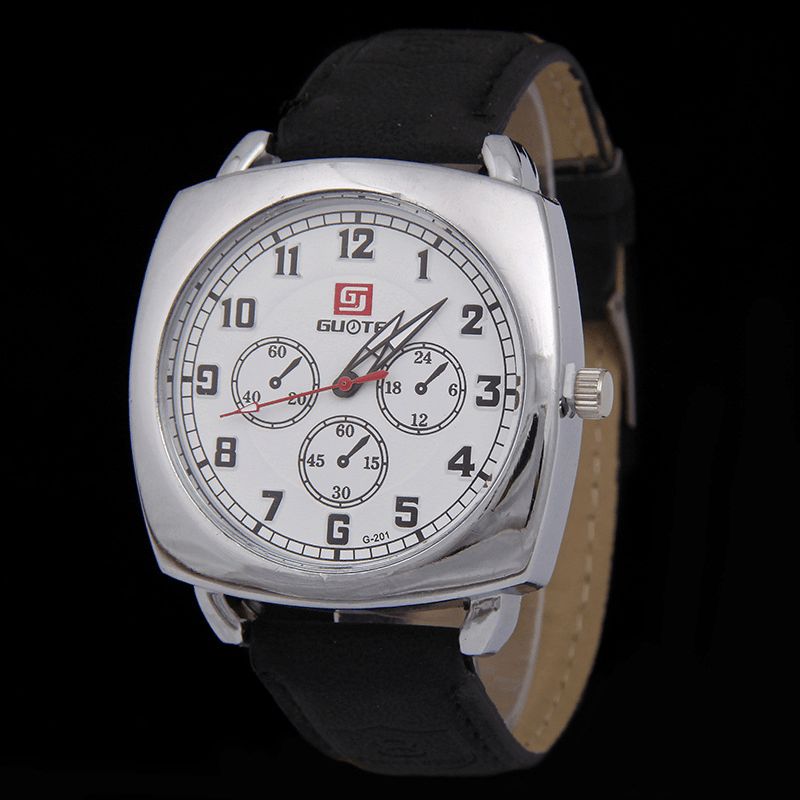 Mode Alliage Pu Cuir Strape Sports Carré Montre Tête Militaire Montre Ceinture Montre À Quartz