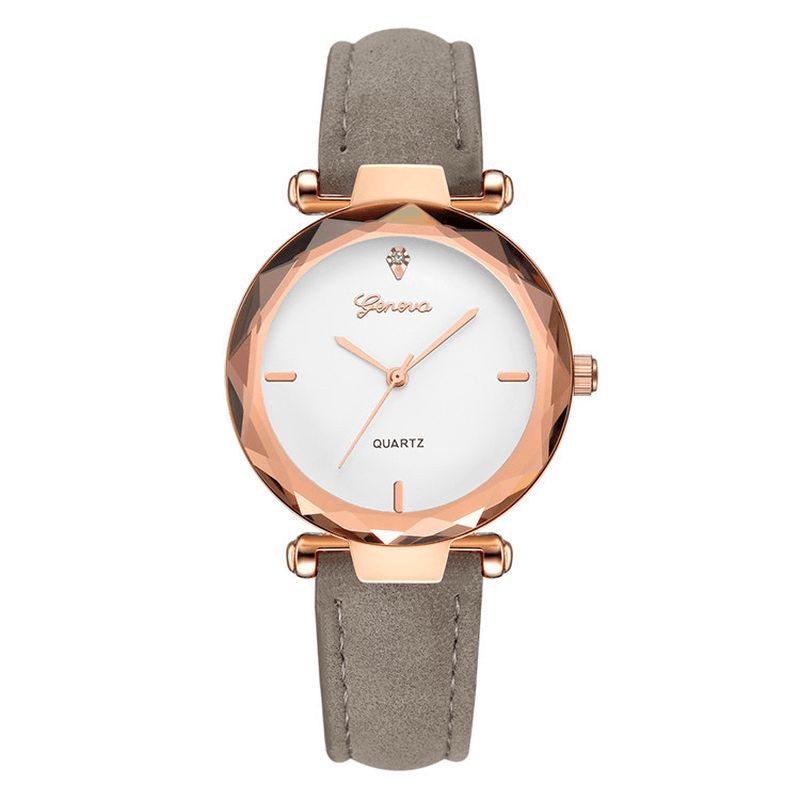 Mode Bracelet En Cuir Cadran Simple Conception Boîtier En Métal Femmes Montre Dames Robe Quarta Montre