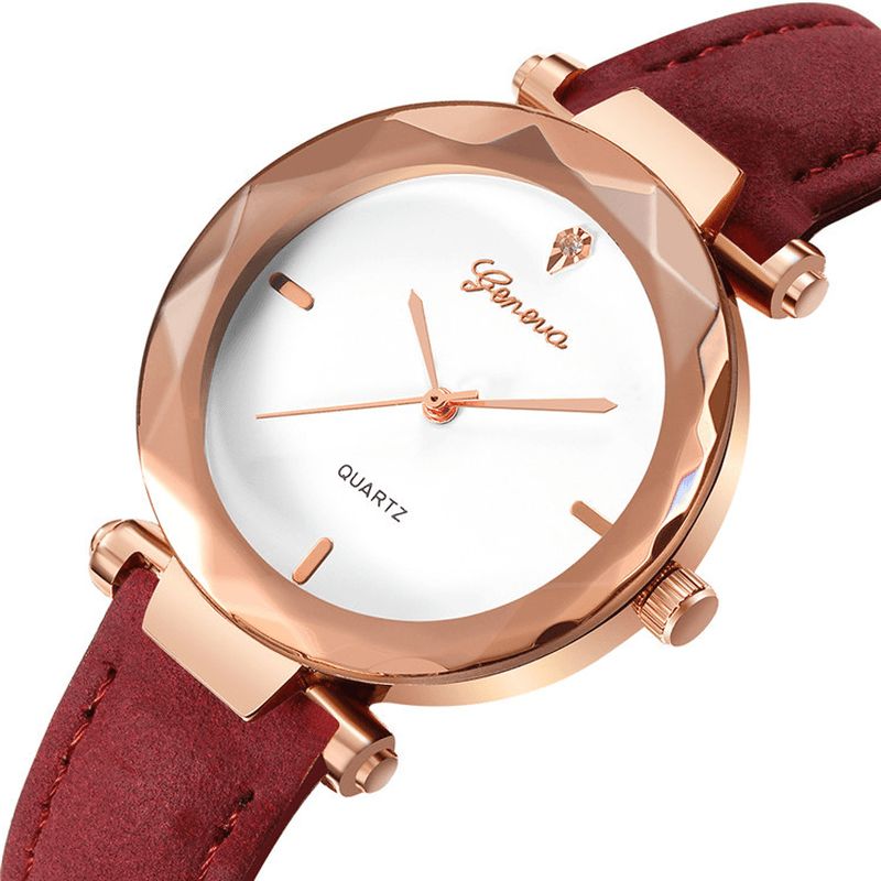 Mode Bracelet En Cuir Cadran Simple Conception Boîtier En Métal Femmes Montre Dames Robe Quarta Montre