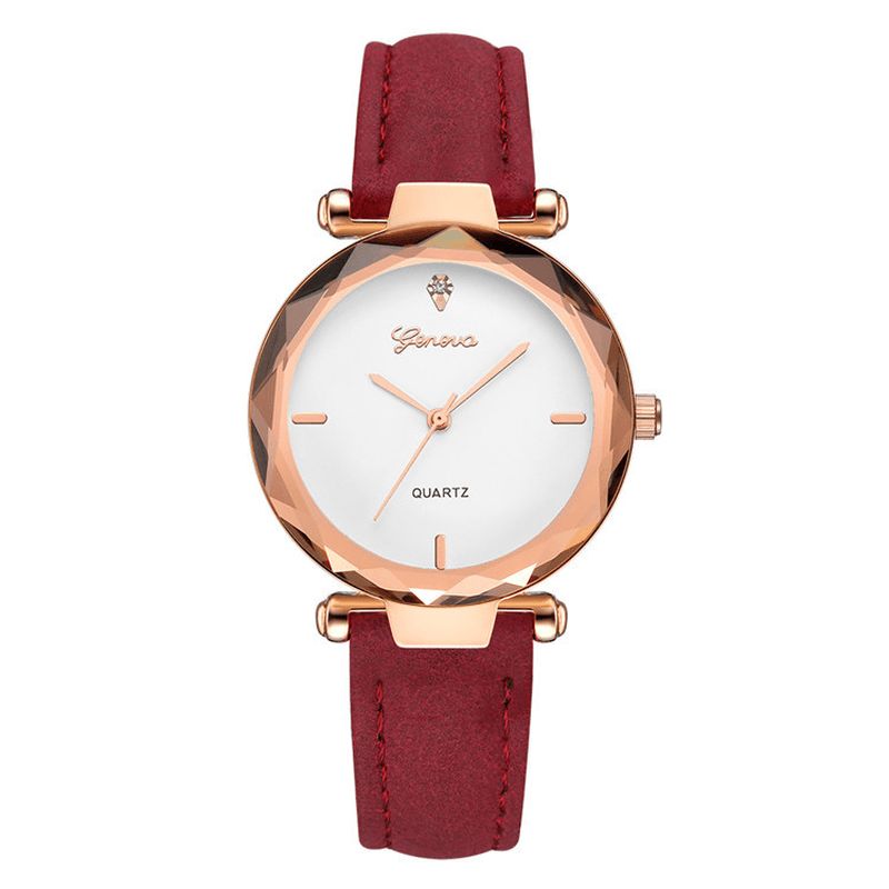 Mode Bracelet En Cuir Cadran Simple Conception Boîtier En Métal Femmes Montre Dames Robe Quarta Montre