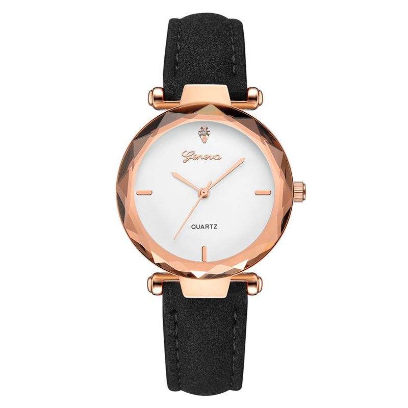 Mode Bracelet En Cuir Cadran Simple Conception Boîtier En Métal Femmes Montre Dames Robe Quarta Montre