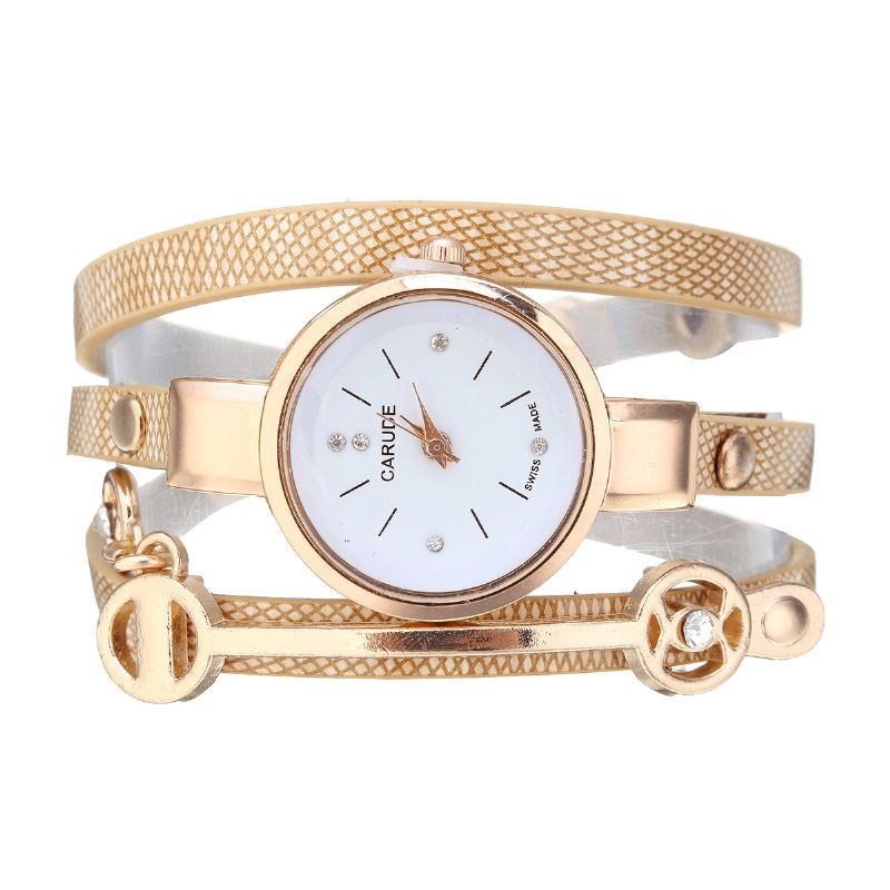 Mode Bracelet En Cuir Pu Simple Cristal Cadran Femmes Montre Dames Robe Montre À Quartz