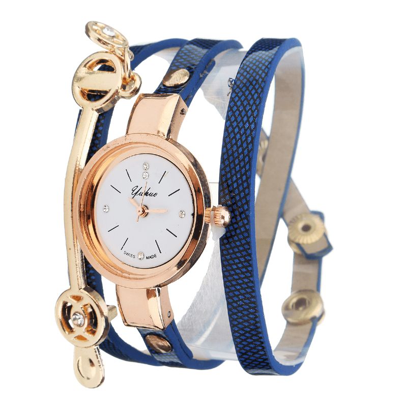 Mode Bracelet En Cuir Pu Simple Cristal Cadran Femmes Montre Dames Robe Montre À Quartz