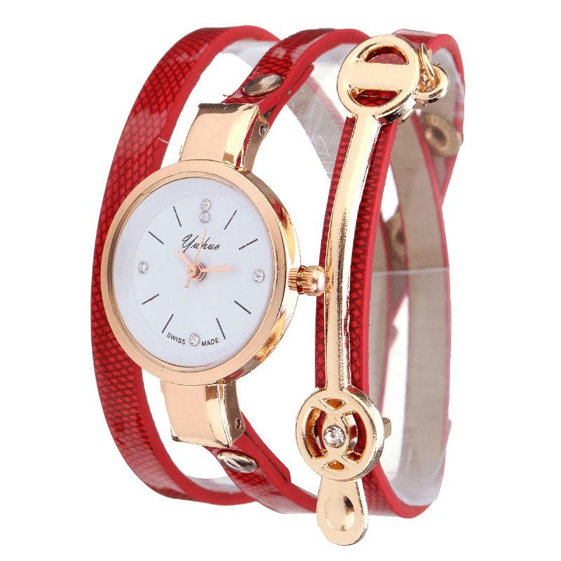 Mode Bracelet En Cuir Pu Simple Cristal Cadran Femmes Montre Dames Robe Montre À Quartz